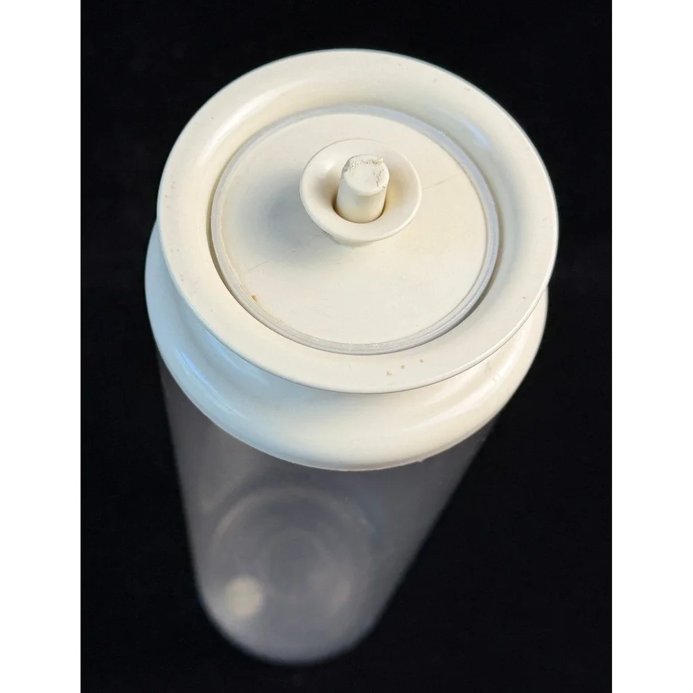 Vintage Tupperware Spaghetti Canister: Clear, 7 Cups, Cream Lid, 11.5